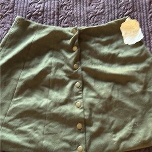 Altar’d State Olive Button-Front Skirt NWT